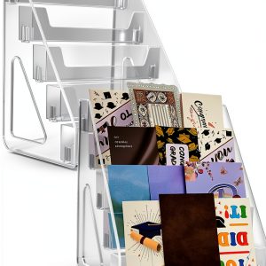 Nodaaiie 5 Tier Acrylic Card Display Stand Clear 12x8.5x13.2in –-0