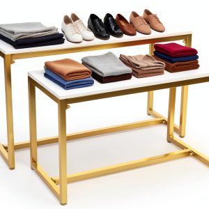 YPCDTL01 Retail Display Table Gold Square Console 39x15.75in Duty-0