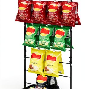 OYEAL Metal Countertop Snack Display Rack with 40 Clips Black Tiered-0