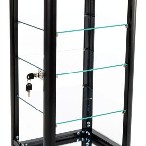 Wisdom Fixtures Display Table RVT-27 Black Sled with 4 Glass Shelves-0