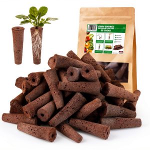 Grow Sponges 60 Pack Lifecoasis Lightweight Brown Hydroponic Seed Pods-0