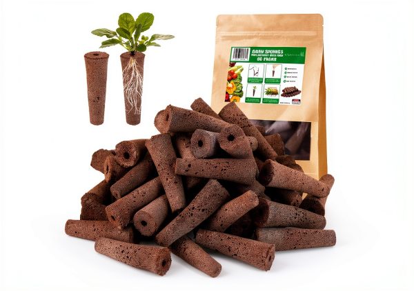 Grow Sponges 60 Pack Lifecoasis Lightweight Brown Hydroponic Seed Pods-0